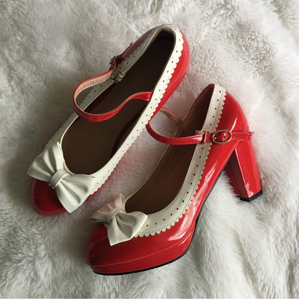 Red retro Mary Janes